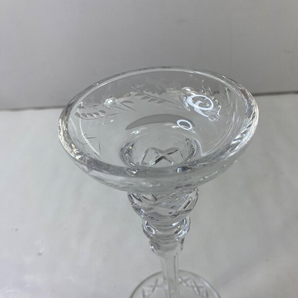 Rogaska Gallia Cut Lead Crystal Set 2 10" Etched Candle Stick Holders Vintage - Picture 3 of 13